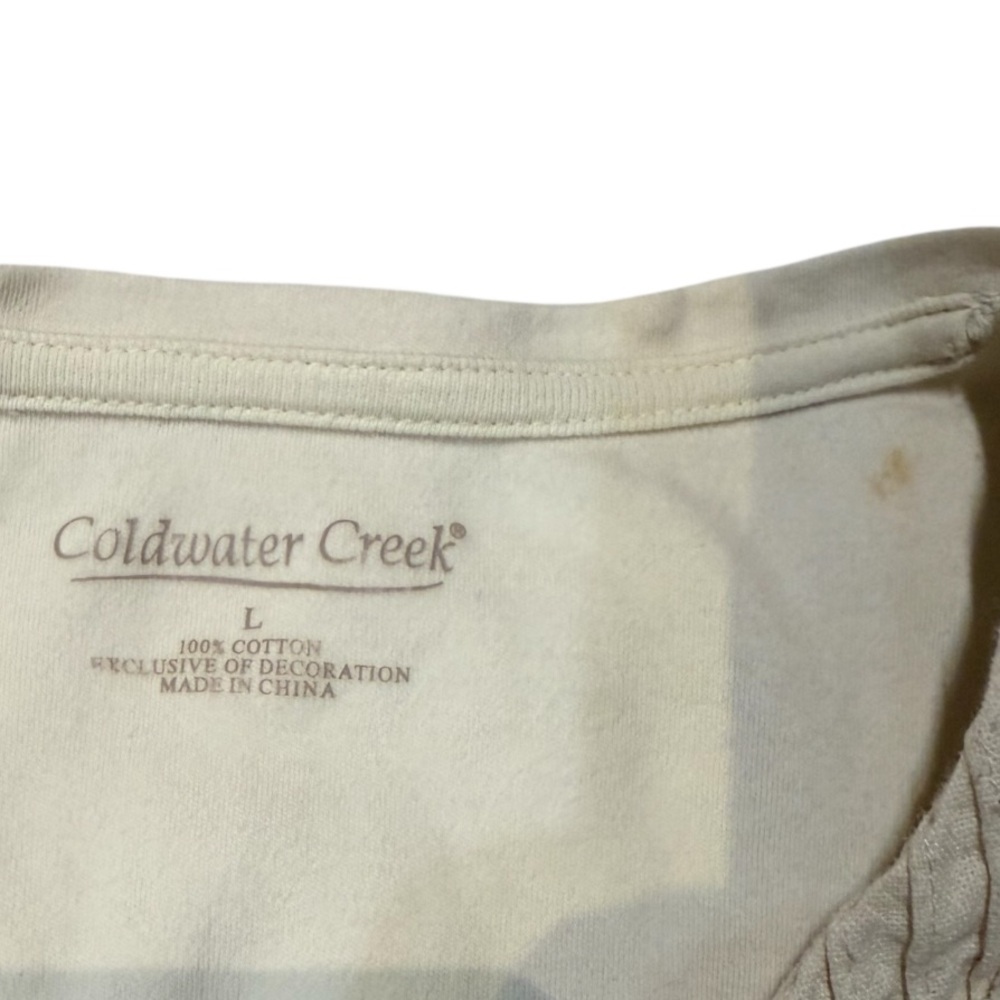 Coldwater Creek Women's V-Neck Long Sleeve Cream Top Size Large - Picture 4 of 5